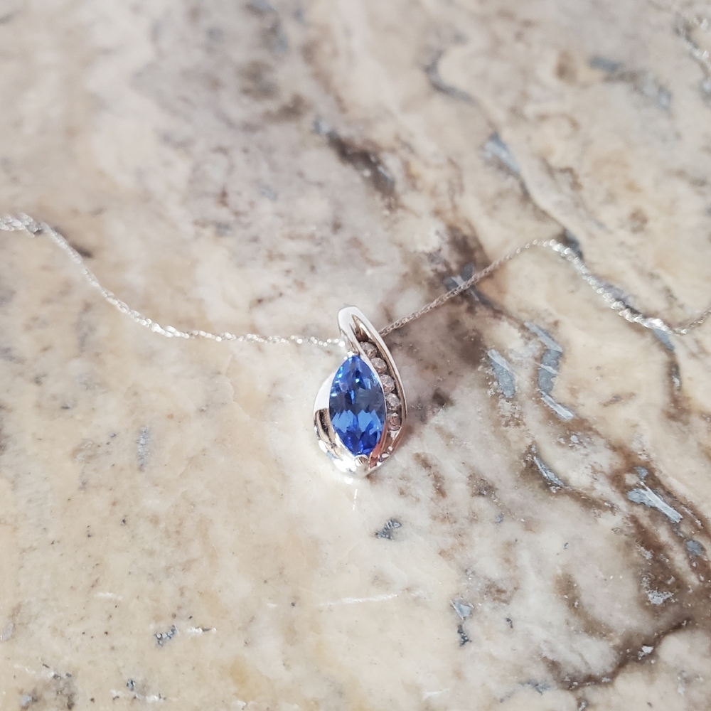 Marquise Blue Stone Cubic Zirconia Necklace